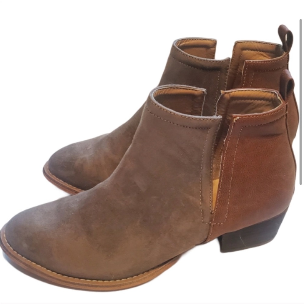 Two toned leather booties